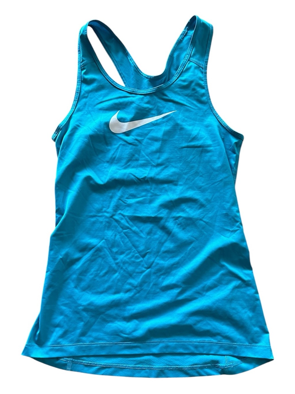 Nike Women's Turquoise Blue Racerback Tank Top with White Swoosh